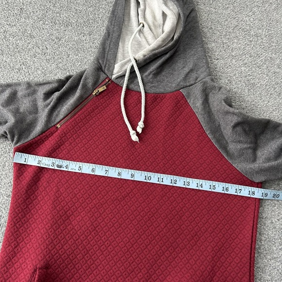 Ampersand Ave Hoodie Womens Small Red Gray Quilted Pullover Pockets Stretch - Picture 4 of 12